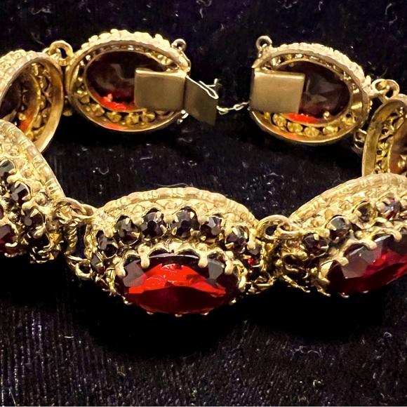 Antique | Vintage 1930s Era Ruby Red | Garnet Bracelets - Picture 1 of 8